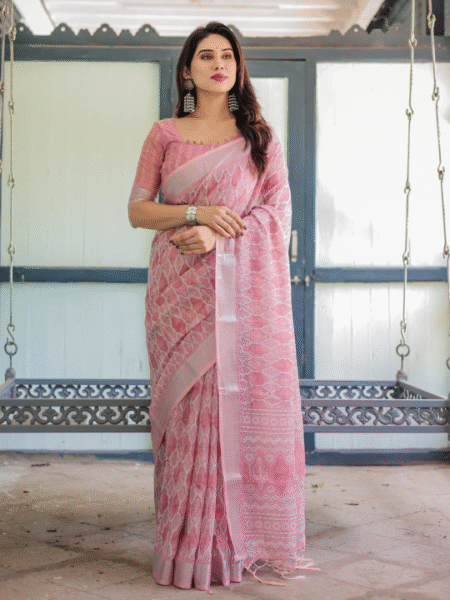 Abella Modern Linen Saree with Pallu Tassels