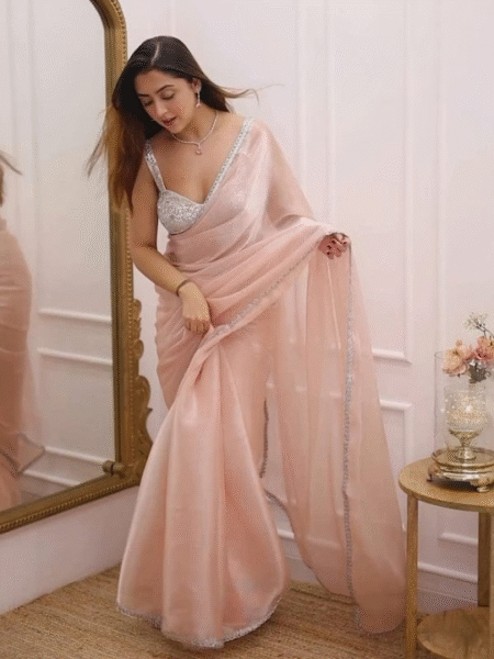 Sasha Celestial Silver Lace Saree