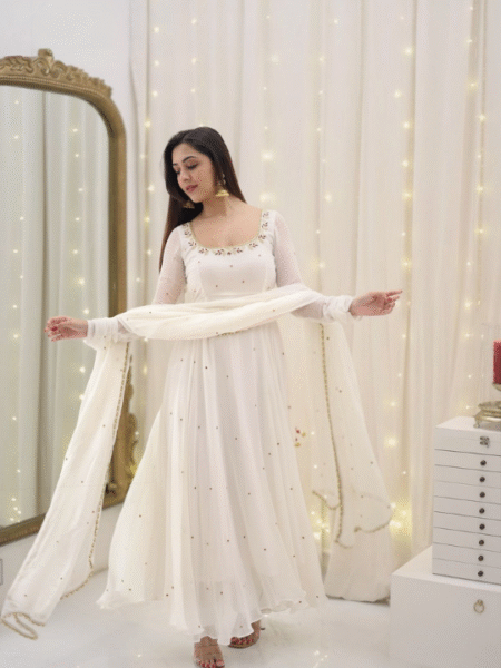 Embroidered Gown & Dupatta Set