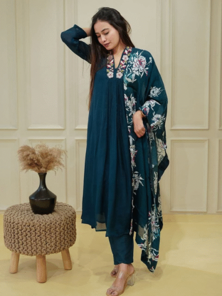 Heavy Chinon Embroidery Gown